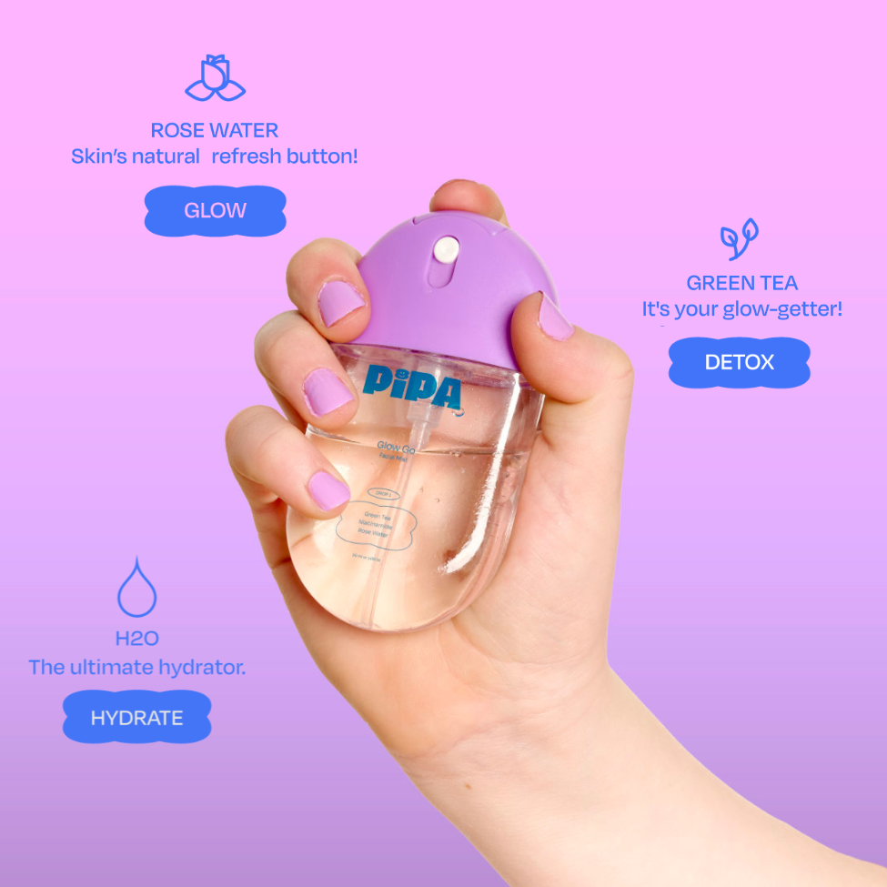 Glow Go refreshing mist for tween skin hydration and radiance