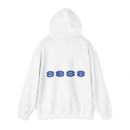Unisex Pipa Hoodie with blue graphic on back, cotton-polyester blend for