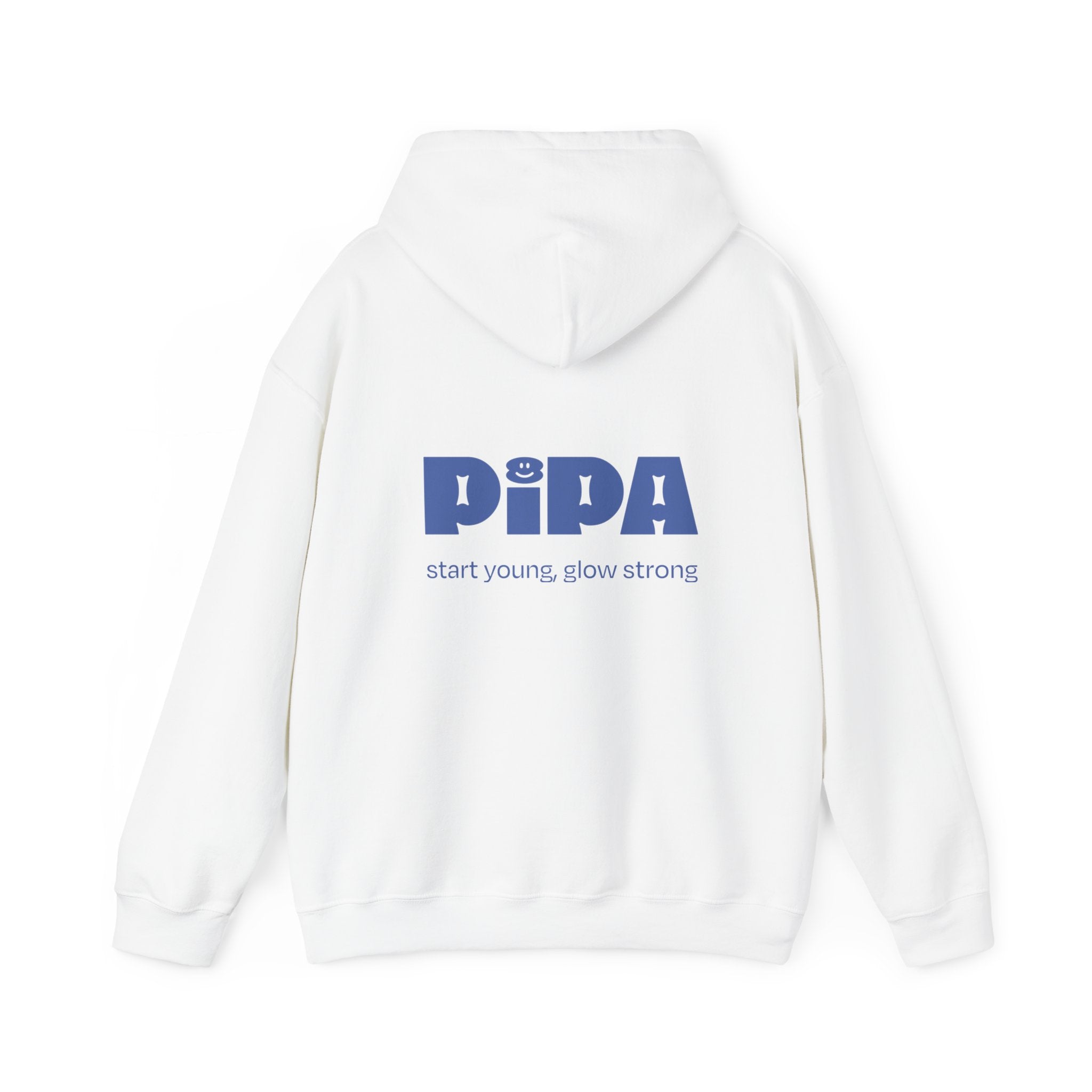 White Smile Hoodie with Pipa logo and text 