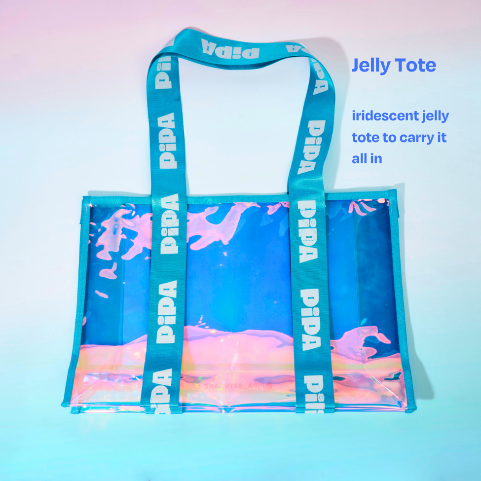 Tween Holiday Gift De Todo Kit with skincare, spa accessories, and jelly tote bag for ages 8-13