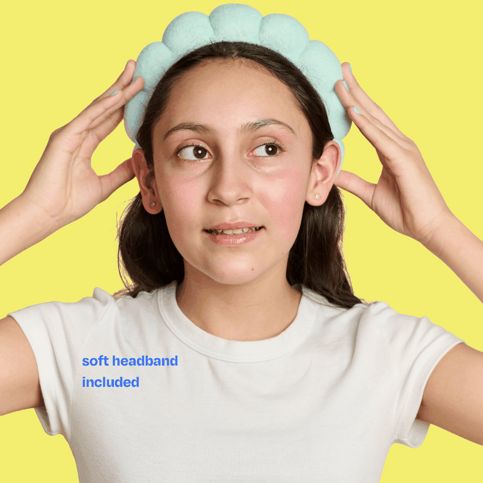 Start Young Bundle tween skincare kit with cleanser, moisturizer, mist, and free headband