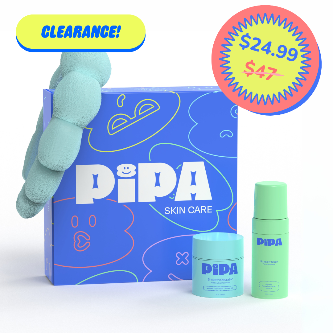 Daily Glow Bundle tween skincare kit with cleanser, moisturizer, and headband by Pipa Skin Care on clearance sale