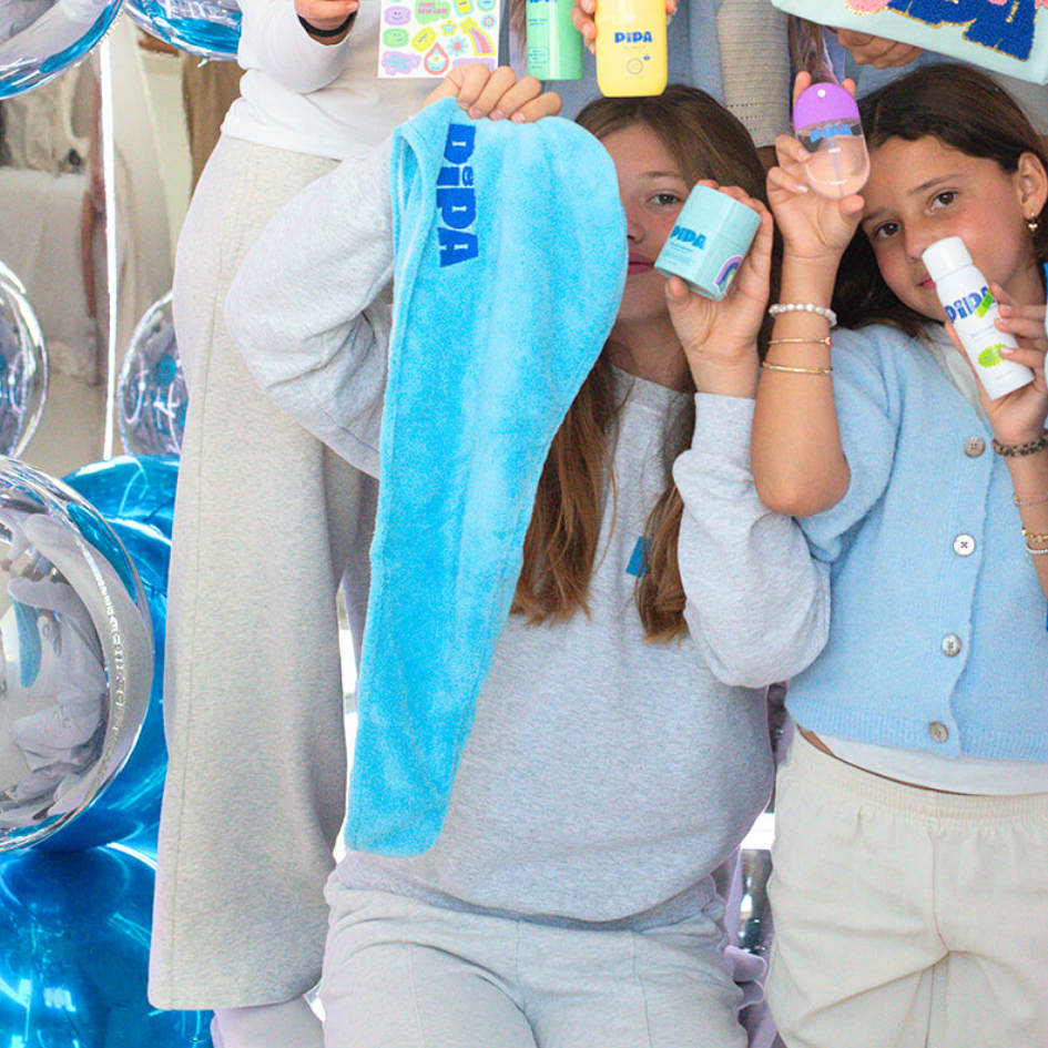 Pipa Hair Towel plush blue microfiber towel for fast hair drying and frizz reduction