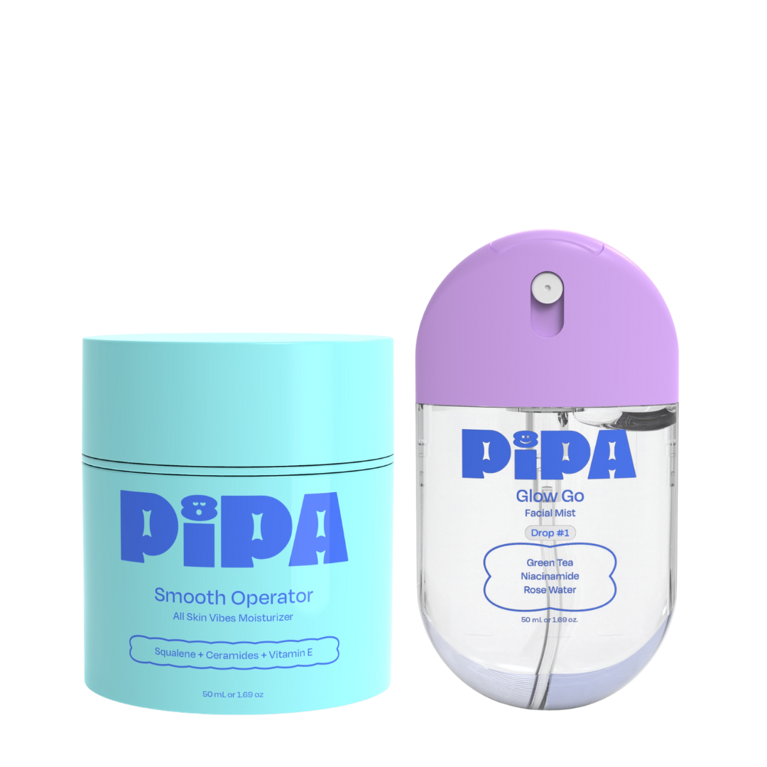Glow Smooth Duo face mist and moisturizer set for radiant, hydrated skin.