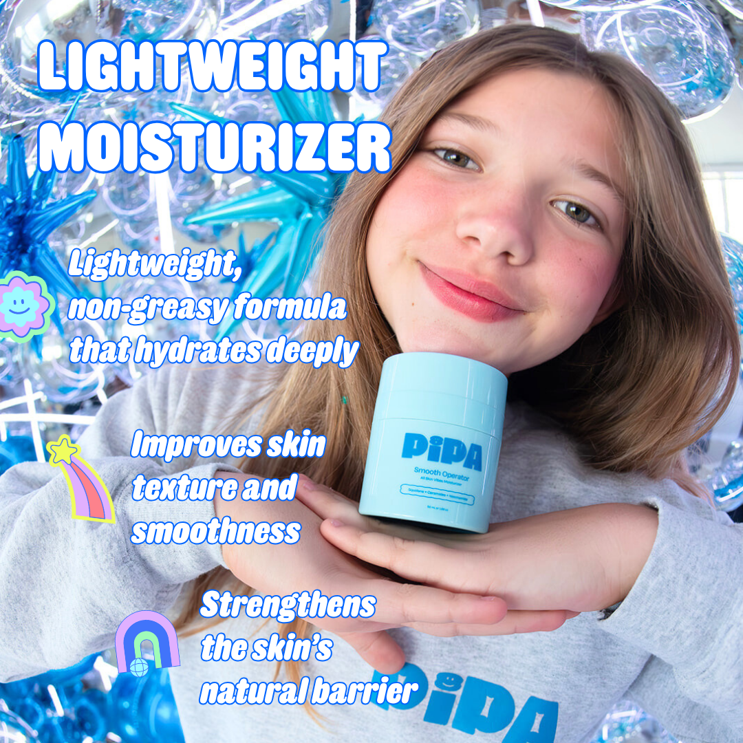 Tween holding Smooth Operator lightweight facial moisturizer with hydrating and skin-smoothing benefits