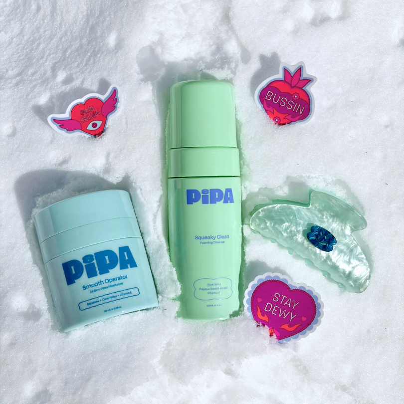 Skin Crush Bundle featuring Squeaky Clean cleanser, Smooth Operator moisturizer, and Pipa Claw Clip for tween skincare