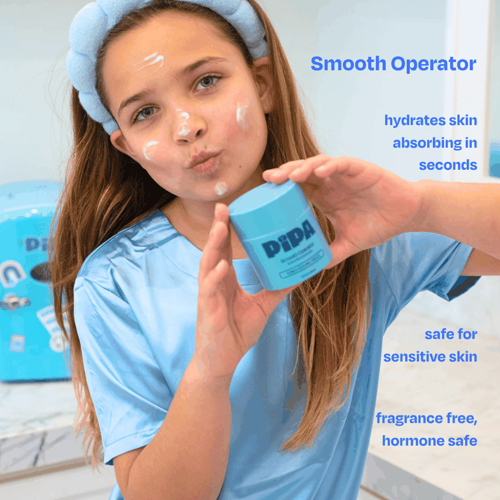 Start Young Bundle tween skincare set with cleanser, moisturizer, mist, and free Pipa headband