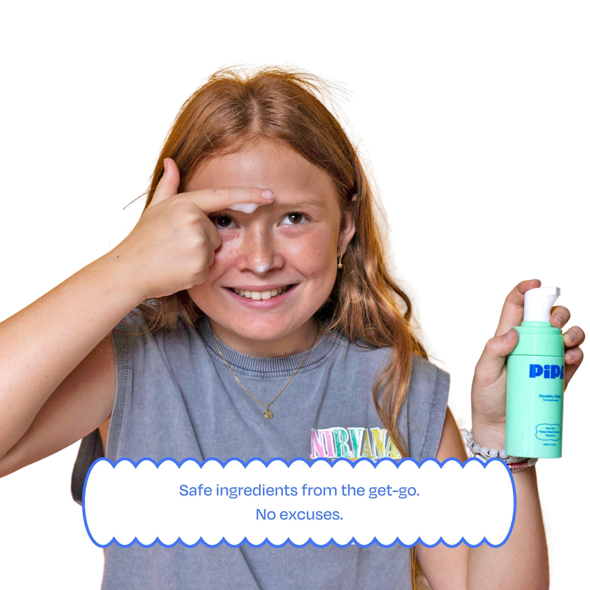 Tween using Squeaky Clean facial cleanser with safe ingredients.